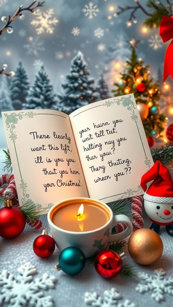 A festive Christmas card with a winter scene and a heartfelt message inside.